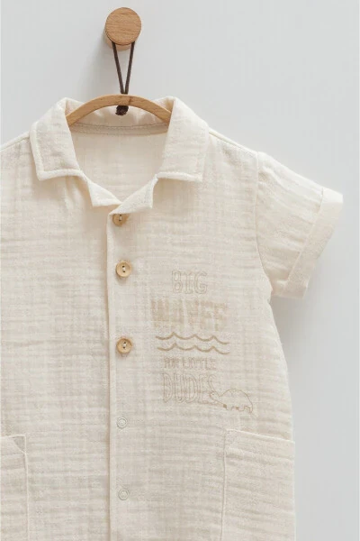 BABY BOY JUMPSUIT 100% COTTON DOUBLE POCKET DETAILED 202 - CARAMELL (1)