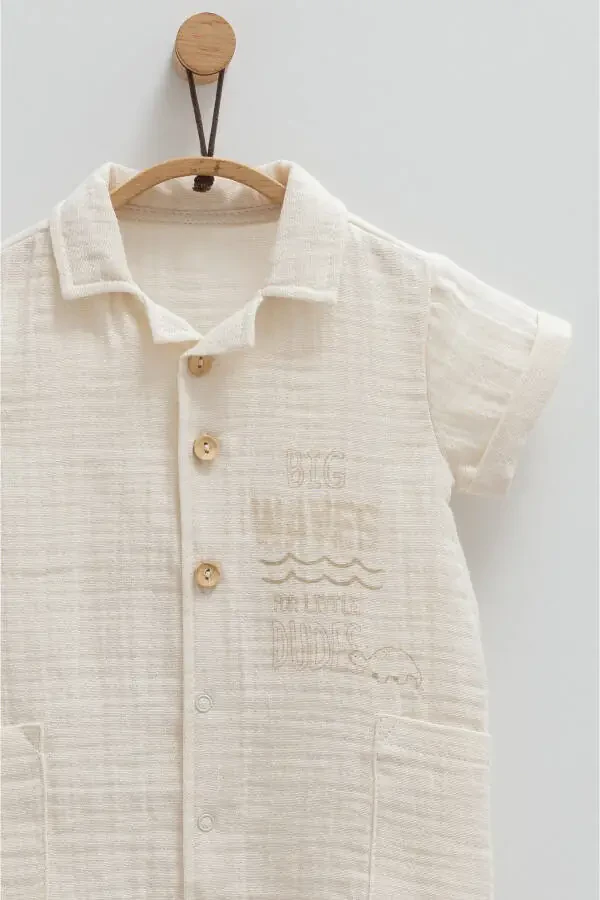 BABY BOY JUMPSUIT 100% COTTON DOUBLE POCKET DETAILED 202 - 2