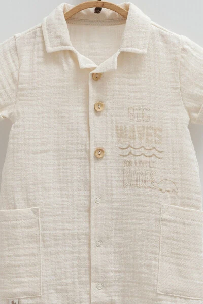 BABY BOY JUMPSUIT 100% COTTON DOUBLE POCKET DETAILED 202 - 3