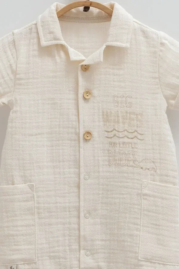 BABY BOY JUMPSUIT 100% COTTON DOUBLE POCKET DETAILED 202 - 3