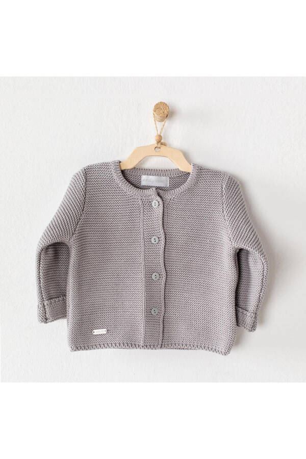 Baby Boy Knitwear Basic Grey Cardigan - 1