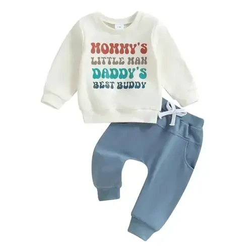 Baby Boy Kuzgi Kiyimlar To'plami Uzun Qisma Harfli Bosma Sweatshirt Shim Toddler Chaqaloq Kiyimlari 6 12 18 24 Oy 2T - BABY