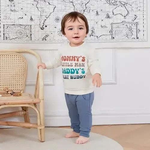Baby Boy Kuzgi Kiyimlar To'plami Uzun Qisma Harfli Bosma Sweatshirt Shim Toddler Chaqaloq Kiyimlari 6 12 18 24 Oy 2T - BABY (1)