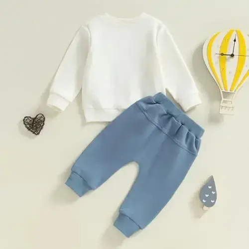Baby Boy Kuzgi Kiyimlar To'plami Uzun Qisma Harfli Bosma Sweatshirt Shim Toddler Chaqaloq Kiyimlari 6 12 18 24 Oy 2T - 3