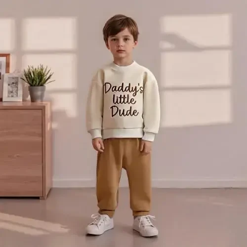 Baby Boy Kuzgi Kiyimlar To'plami Uzun Qisma Xatli Bosma Sweatshirt Shim Toddler Go'dak Kiyimlari 6 12 18 24 Oy 2T - 4