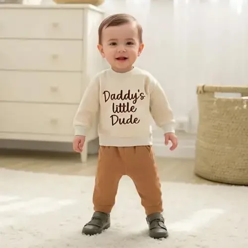 Baby Boy Kuzgi Kiyimlar To'plami Uzun Qisma Xatli Bosma Sweatshirt Shim Toddler Go'dak Kiyimlari 6 12 18 24 Oy 2T - 5
