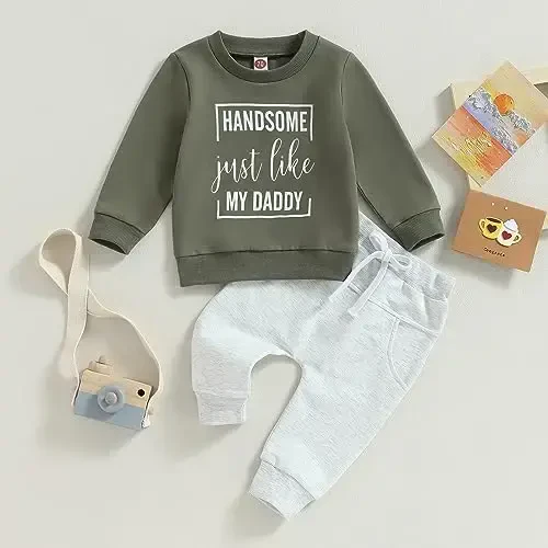 Baby Boy Kuzgi Kiyimlar To'plami Uzun Qisma Xatli Print Sweatshirt Shim Toddler Go'dak Kiyimlari 6 12 18 24 Oy 2T - 2