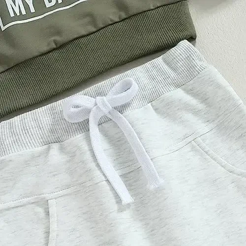 Baby Boy Kuzgi Kiyimlar To'plami Uzun Qisma Xatli Print Sweatshirt Shim Toddler Go'dak Kiyimlari 6 12 18 24 Oy 2T - 6