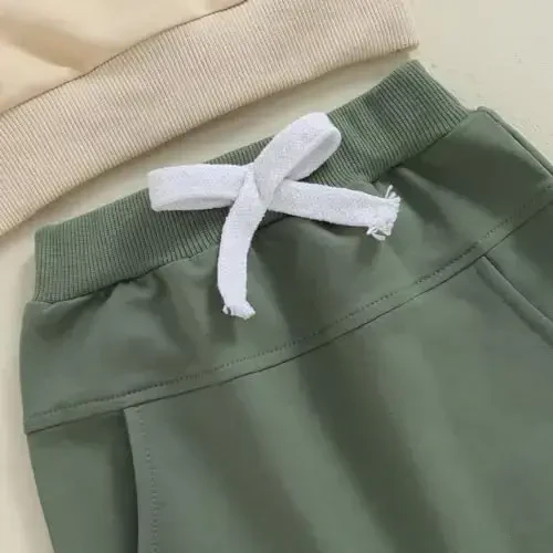 Baby Boy Kuzgi Kiyimlar To'plami Uzun Yengli Harfli Sweatshirt Shim Toddler Chaqaloq Kiyimlari 6 12 18 24 Oy 2T - 6