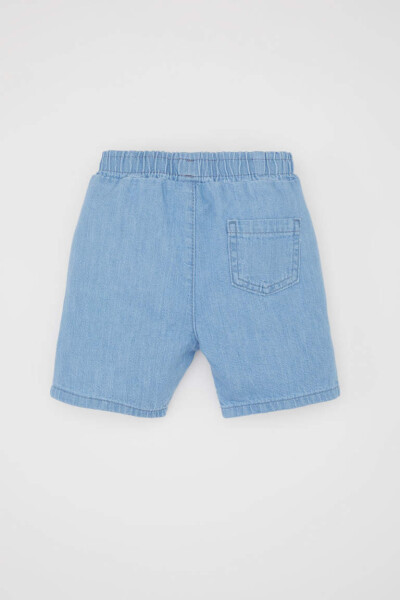 Baby Boy Label Printed Jean Shorts Light Blue - 11