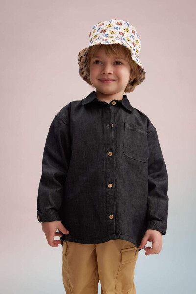 Baby Boy Long Sleeve Jean Shirt Anthracite - 1