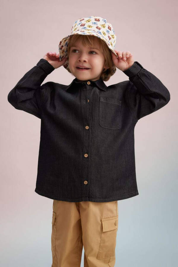 Baby Boy Long Sleeve Jean Shirt Anthracite - 3