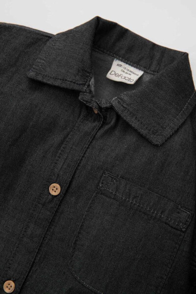 Baby Boy Long Sleeve Jean Shirt Anthracite - 6