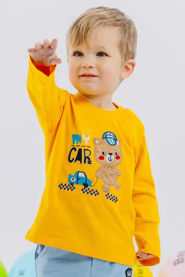Baby Boy Long Sleeve T-Shirt Bear Printed Text - 1