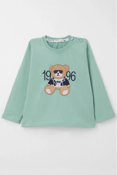 Baby Boy Long Sleeve T-Shirt Boss Bear Embroidery - BREEZE