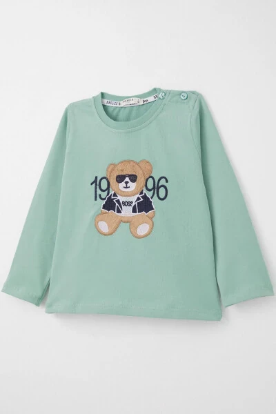 Baby Boy Long Sleeve T-Shirt Boss Bear Embroidery - 3
