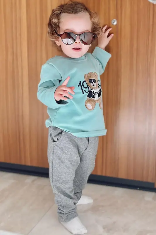 Baby Boy Long Sleeve T-Shirt Boss Bear Embroidery - 1