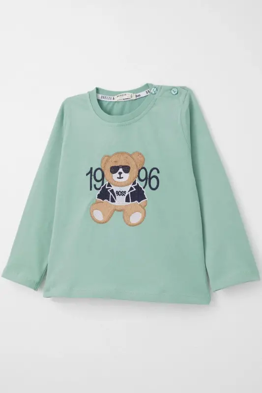 Baby Boy Long Sleeve T-Shirt Boss Bear Embroidery - 6
