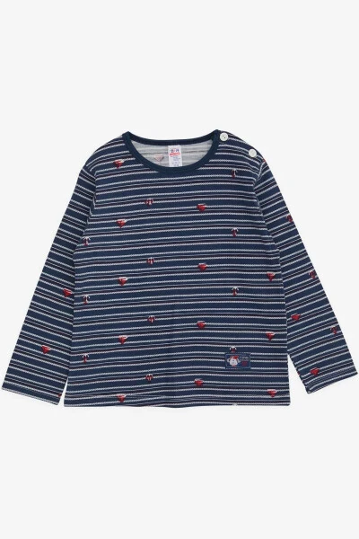 Baby Boy Long Sleeve T-Shirt Bursting Sea Theme 9 Months-3 Years, Navy Blue - Modazone