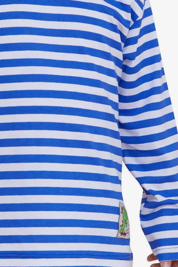 Baby Boy Long Sleeve T-Shirt Buttoned Striped Dino - 3