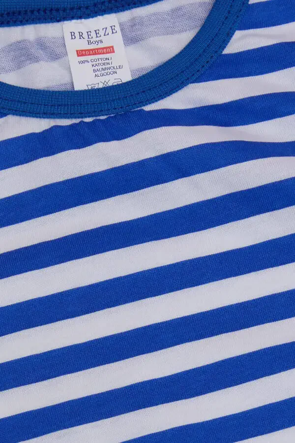 Baby Boy Long Sleeve T-Shirt Buttoned Striped Dino - 6