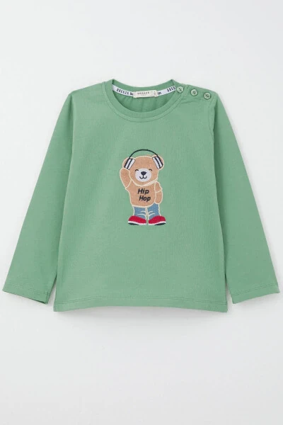 Baby Boy Long Sleeve T-Shirt Hip Hop Teddy Bear Embroidery - BREEZE