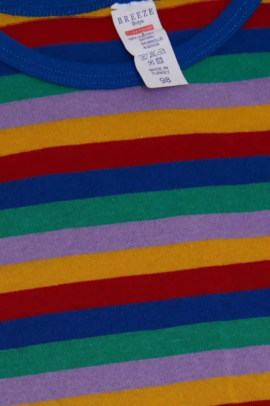 Baby Boy Long Sleeve T-Shirt Patchwork Colorful Striped 9 Months-3 Years, Mixed Color - 3