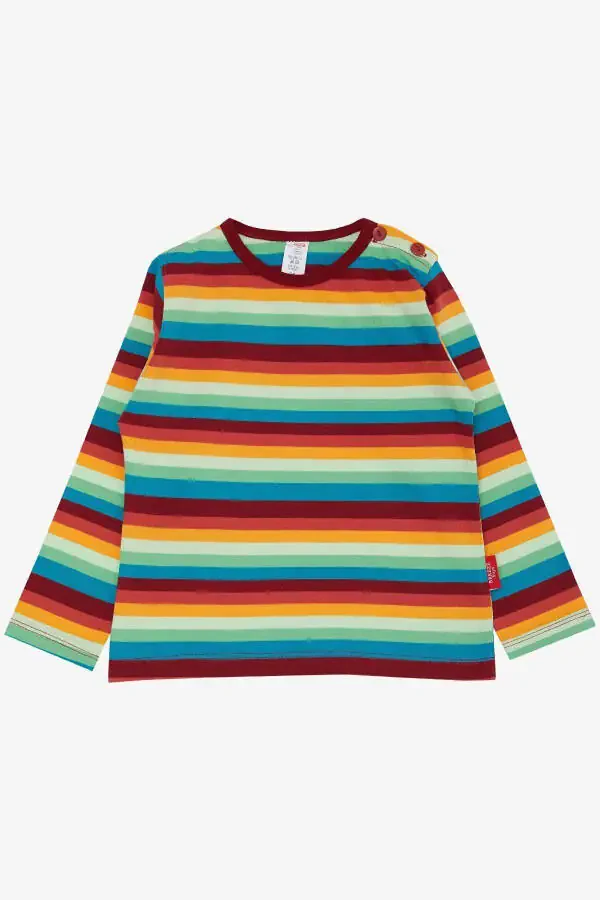 Baby Boy Long Sleeve T-Shirt Patchwork Colorful Striped 9 Months-3 Years, Mixed Color - 1