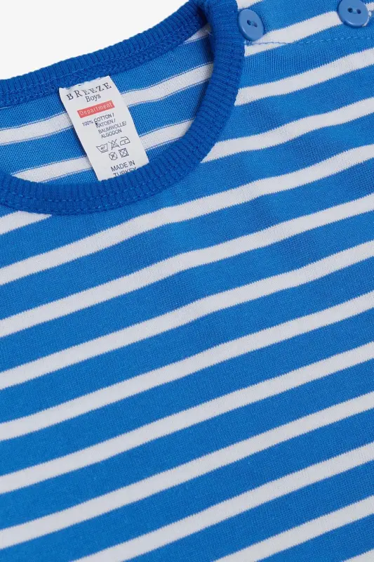 Baby Boy Long Sleeve T-Shirt Placket Striped 9 Months-3 Years, Royal Blue - Royal Blue - 3