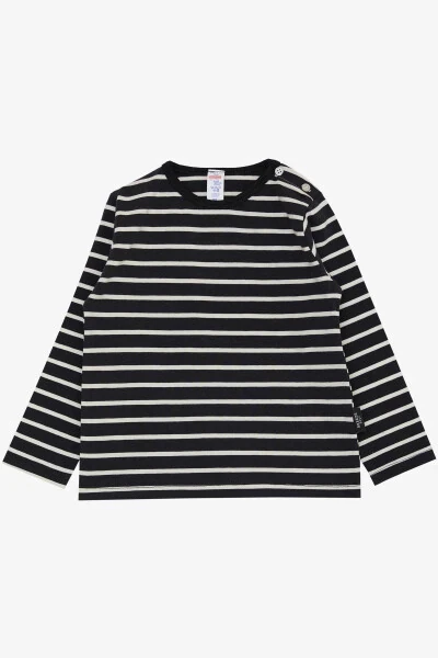 Baby Boy Long Sleeve T-Shirt Snap Fastener Striped 9 Months-3 - BREEZE