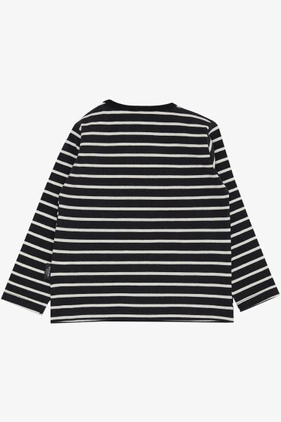 Baby Boy Long Sleeve T-Shirt Snap Fastener Striped 9 Months-3 - BREEZE (1)