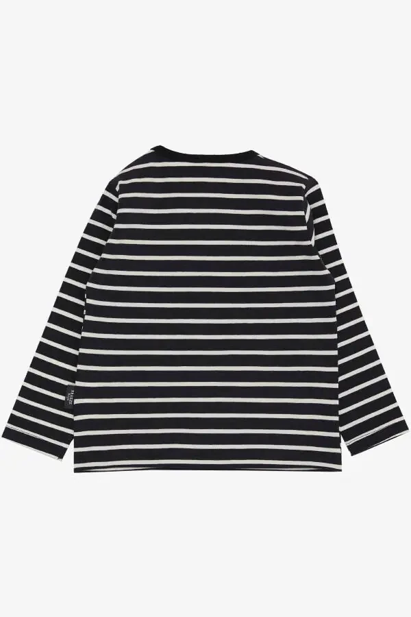 Baby Boy Long Sleeve T-Shirt Snap Fastener Striped 9 Months-3 - 2