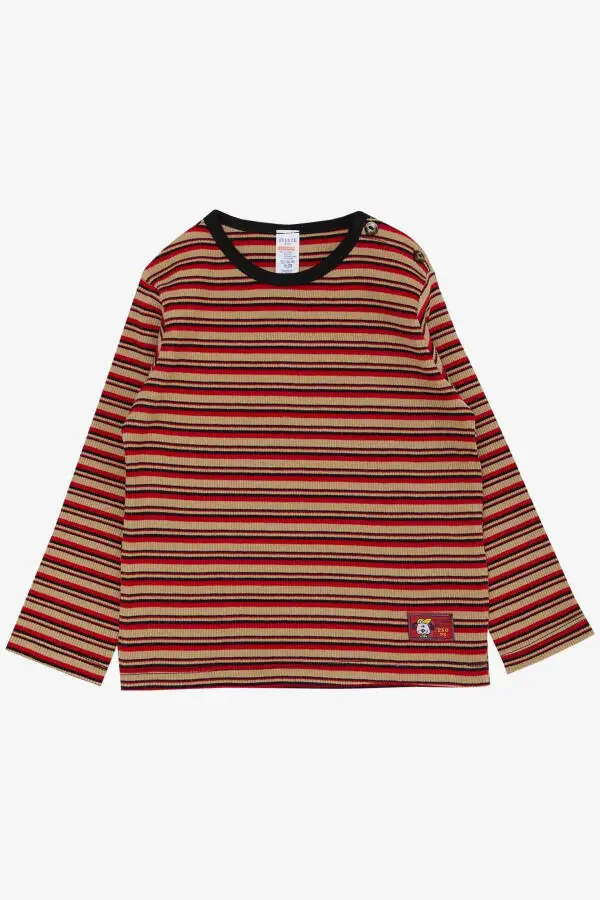 Baby Boy Long Sleeve T-Shirt Snap Fastener Striped 9 Months-3 - 1