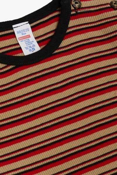 Baby Boy Long Sleeve T-Shirt Snap Fastener Striped 9 Months-3 - 3