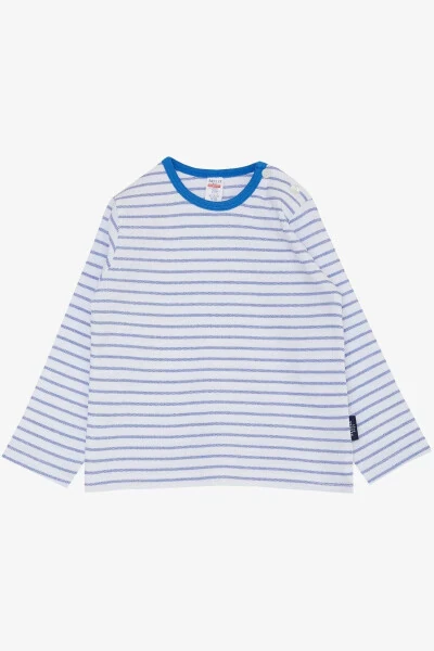 Baby Boy Long Sleeve T-Shirt Snap Fastener Striped 9 Months-3 - BREEZE