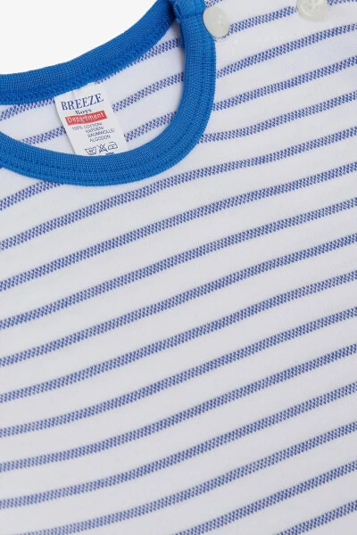 Baby Boy Long Sleeve T-Shirt Snap Fastener Striped 9 Months-3 - 3