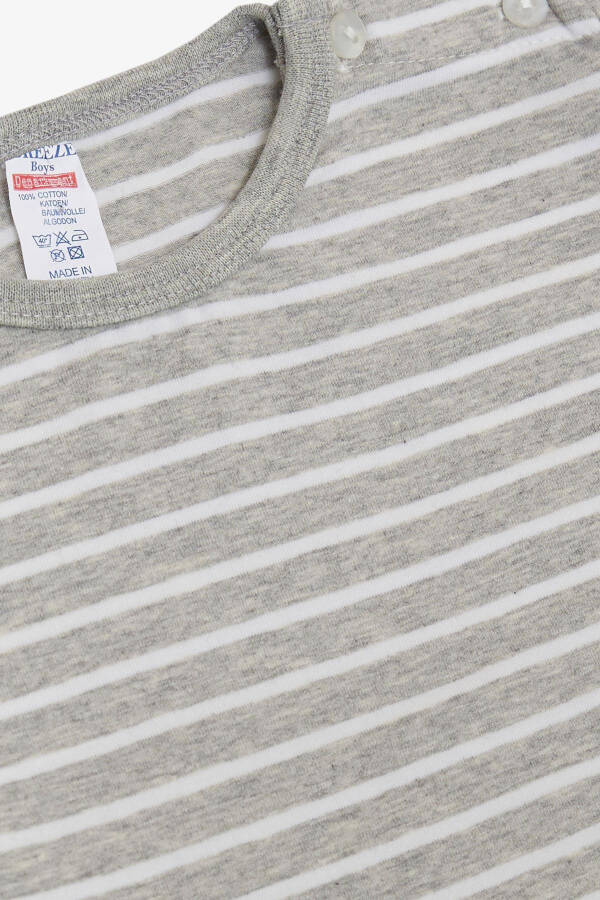 Baby Boy Long Sleeve T-Shirt Snap Striped 9 Months-3 - 3