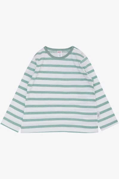 Baby Boy Long Sleeve T-Shirt Snap Striped 9 Months-3 - BREEZE