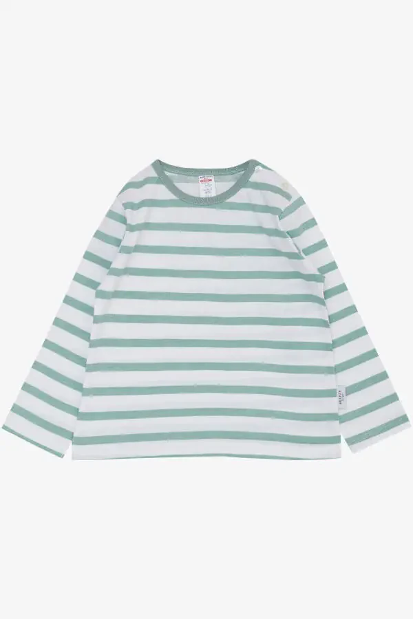 Baby Boy Long Sleeve T-Shirt Snap Striped 9 Months-3 - 1