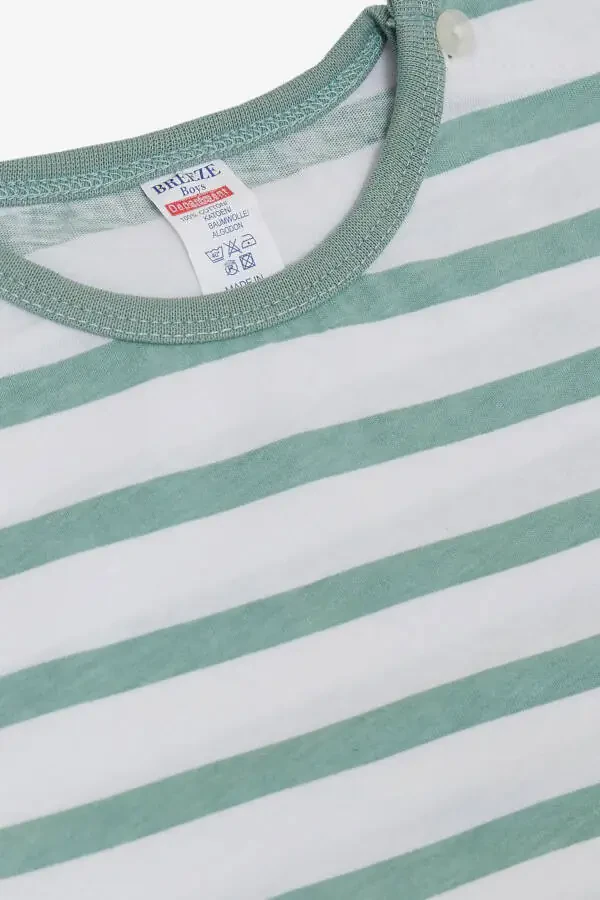 Baby Boy Long Sleeve T-Shirt Snap Striped 9 Months-3 - 3