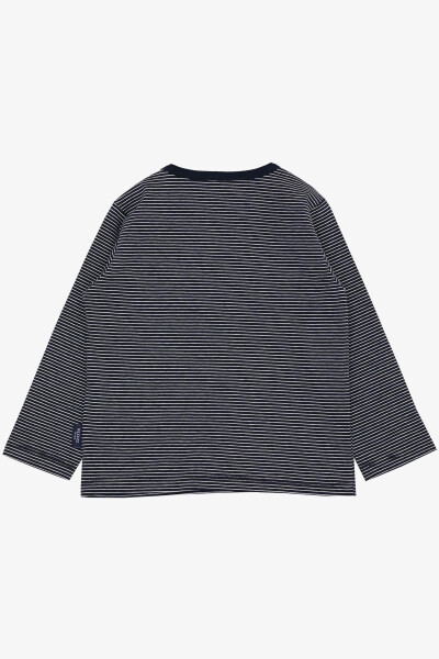 Baby Boy Long Sleeve T-Shirt Snap Striped 9 Months-3 - BREEZE (1)