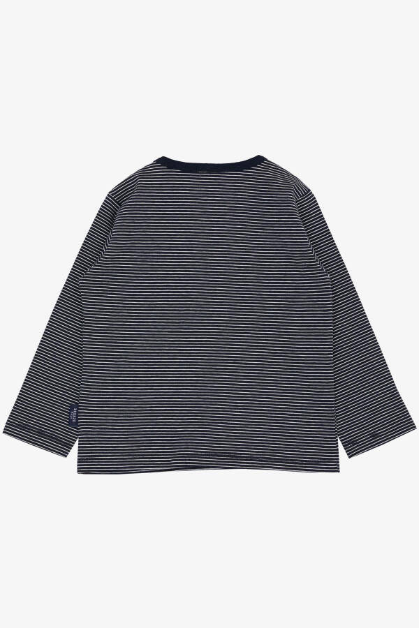 Baby Boy Long Sleeve T-Shirt Snap Striped 9 Months-3 - 2