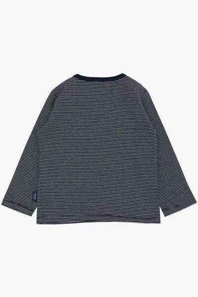 Baby Boy Long Sleeve T-Shirt Snap Striped 9 Months-3 - Modazone (1)