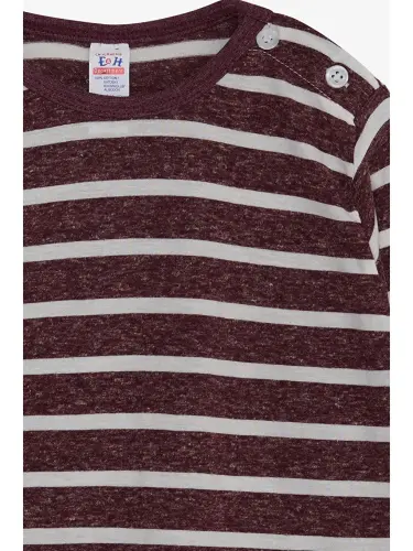 Baby Boy Long Sleeve T-Shirt Striped Plum (9 Months-1.5 Years)-Plum - 3