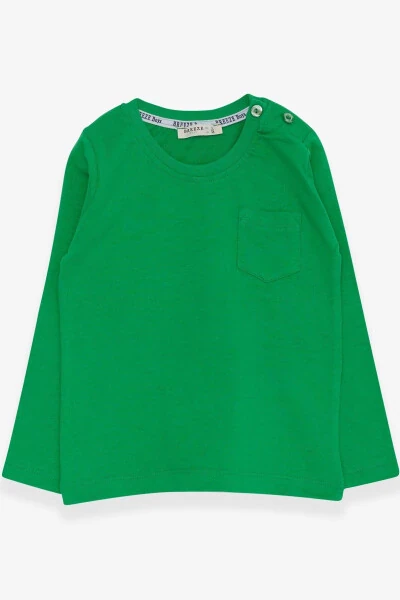 Baby Boy Long Sleeve T-Shirt with Pocket 9 Months-3 Years, Green - BREEZE