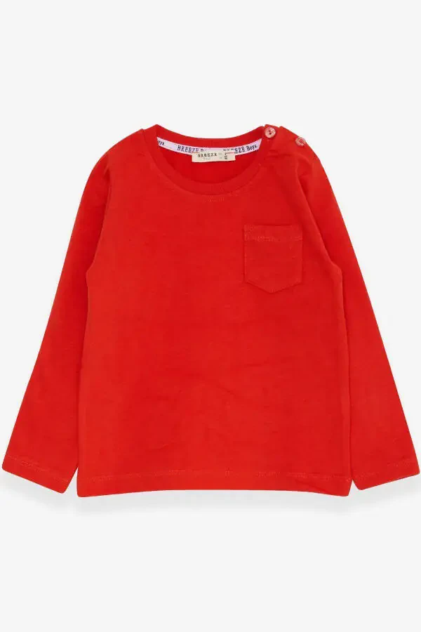Baby Boy Long Sleeve T-Shirt with Pocket 9 Months-3 Years, Tu - 1