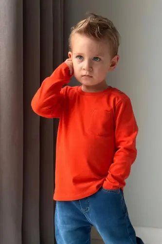 Baby Boy Long Sleeve T-Shirt with Pocket 9 Months-3 Years, Tu - 3
