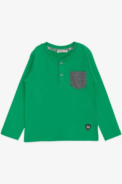 Baby Boy Long Sleeve T-Shirt with Pocket, Button and Emblem - 5