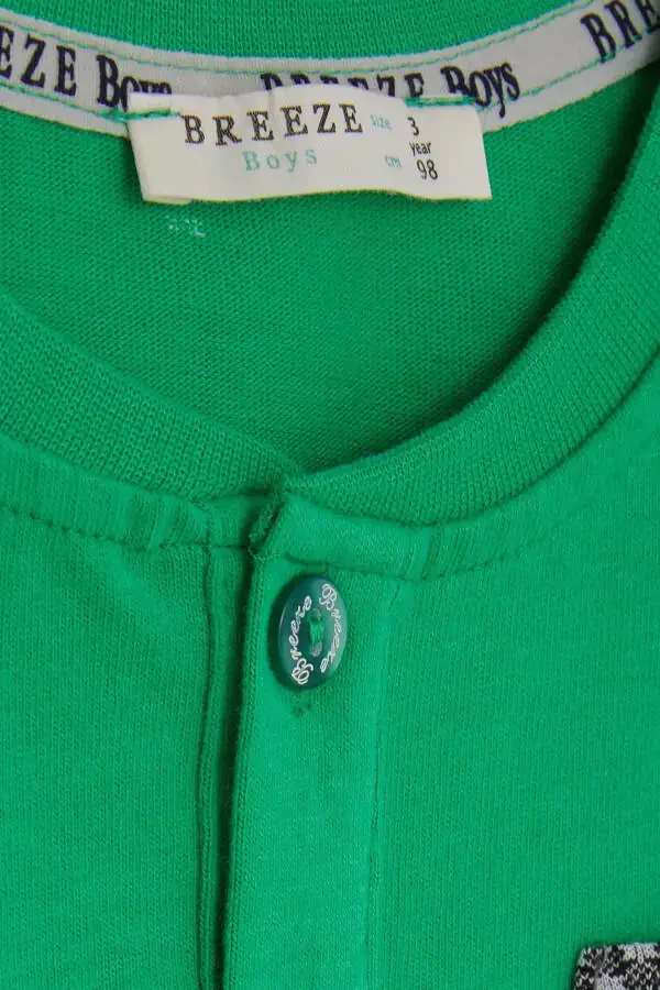 Baby Boy Long Sleeve T-Shirt with Pocket, Button and Emblem - 7