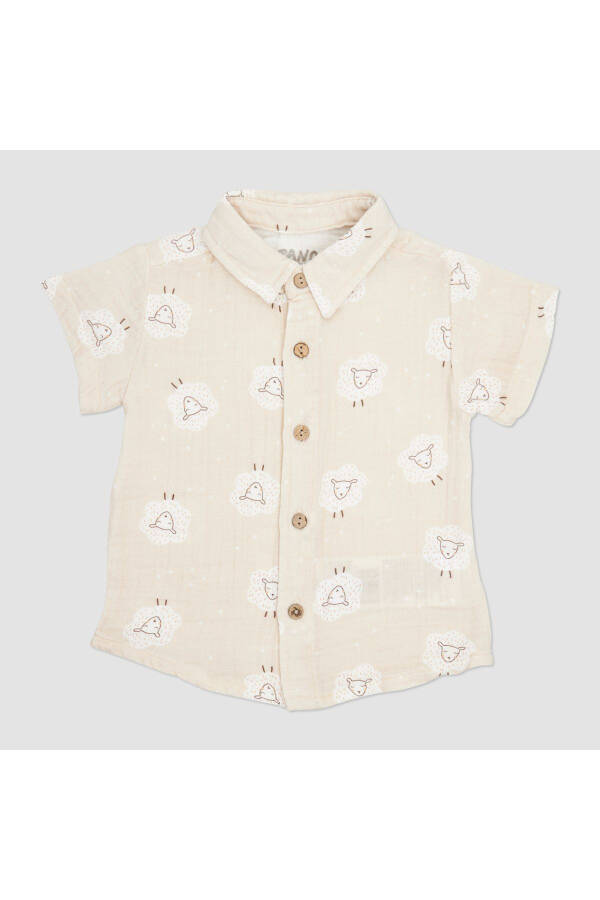 Baby Boy Muslin Beige Shirt - 7